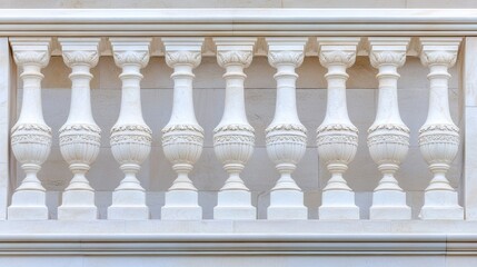 Naklejka premium Elegant architectural balustrade showcasing detailed craftsmanship in stone design located in a historic building