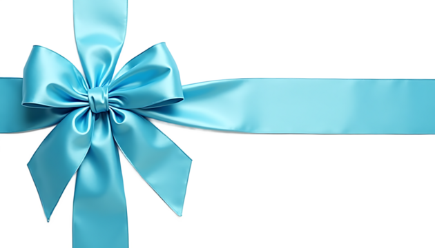 Light Blue Ribbon Bow on White Background image 4813 isolated on a transparent background