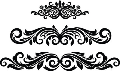 Fototapeta premium Decorative ornamental flourishes design elements in black vector illustration for elegant embellishment and vintage style 