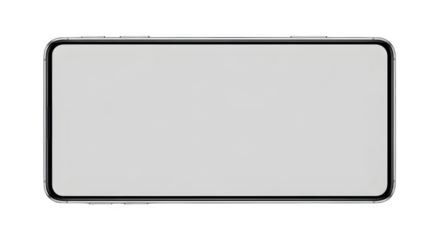 Blank rectangular screen of a modern digital device, isolated on transparent background