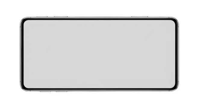 Blank rectangular screen of a modern digital device, isolated on transparent background
