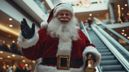 Santa Spreading Cheer in Shopping Mall