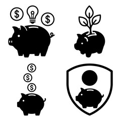 Savings Finance Piggy bank Vector abstract shapes logo design elements
