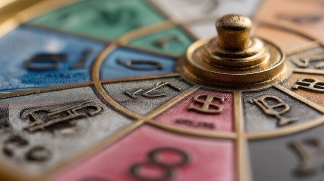Close-up Colorful Board Game Spinner Wheel Detail