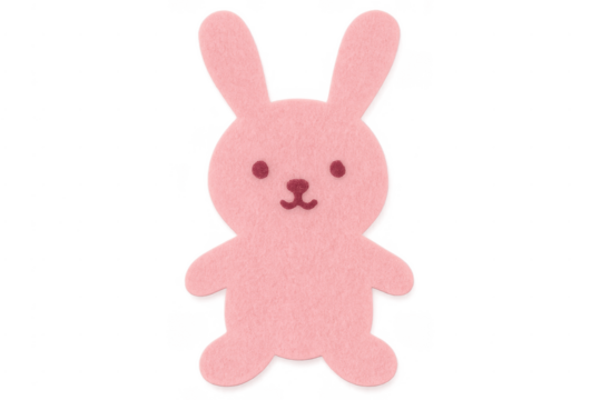 Pink felt bunny rabbit cartoon character on transparent background - Powered by Adobe