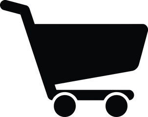 Shopping cart icon vector. e commerce black shop basket symbol for online retail app ui