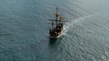 vista de la Nao Santa María navegando en el mar © Antonio ciero