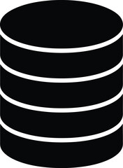 Database icon black isolated. data storage, server, technology, information symbol