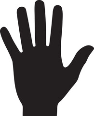 Black silhouette of a hand with five fingers extended.