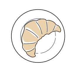 クロワッサン（皿付き）／俯瞰・ベクター・シンプルなベーカリーイラスト