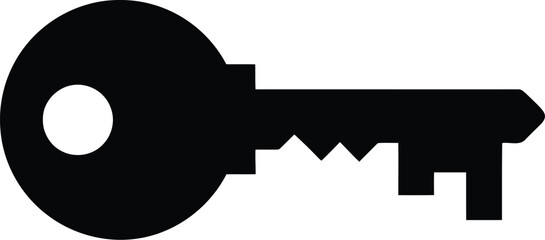 Black key icon vector illustration: security, access, solution symbol for web & app design