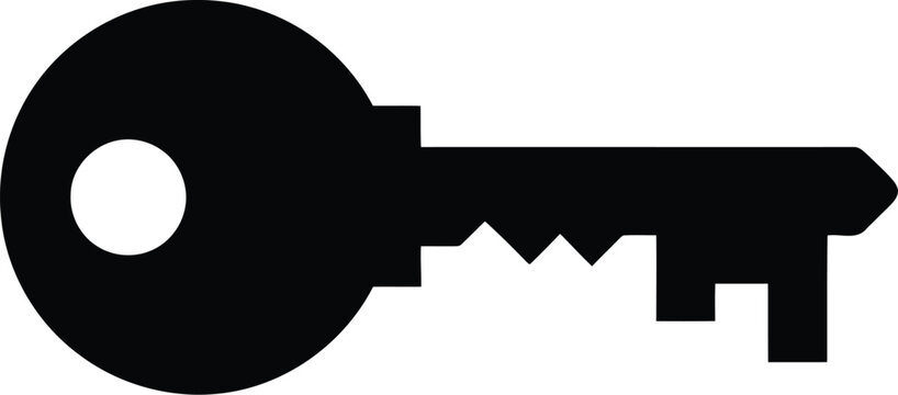 Black key icon vector illustration: security, access, solution symbol for web & app design