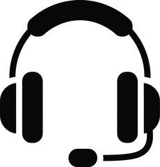 Headset with microphone icon vector for customer service, support, call center, gaming