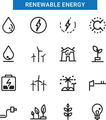 Explore carbon footprint, renewable energy, eco-friendly, netzero, sustainable, climate, and technology icons. Perfect for business, environment,
