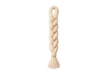 Braided beige rope with looped top and tassel