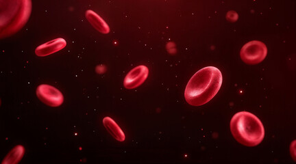 Floating Red Blood Cells on Black Background