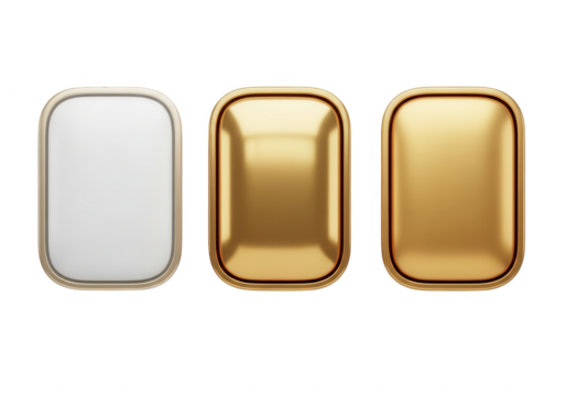 Three metallic rectangle shapes isolated on transparent background - Powered by Adobe