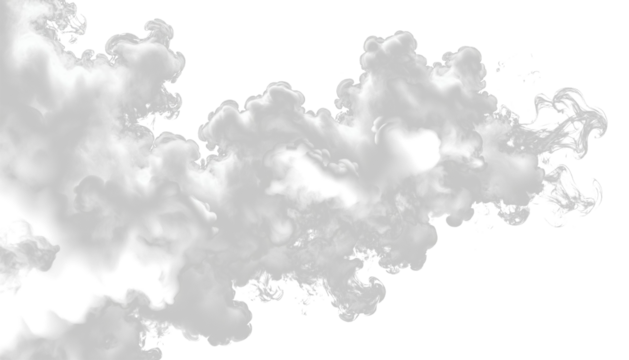 Organic white-gray smoke puffs transparent background clipart