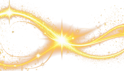 Wavy golden sparkle trail with glow transparent PNG