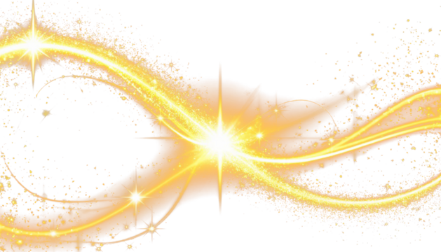 Wavy golden sparkle trail with glow transparent PNG