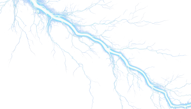 Vivid blue lightning bolt transparent background PNG clipart