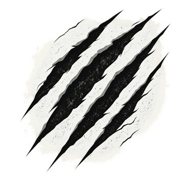 Dynamic torn vector surface with aggressive claw mark openings rough grunge texture white backdrop clean flat style