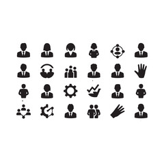 Collection of business and people icons for professional use