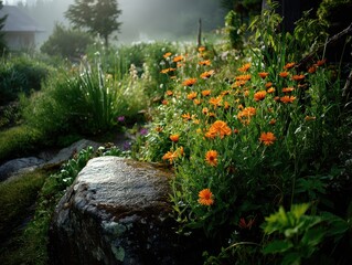 flower garden beautiful design path park backyard lush bloom eden flowerbed. pond flower garden beautiful butchart formal color perennial vancouver summer road landscape sunny nature lily walk day
