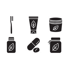 Collection of natural health and personal care product icons