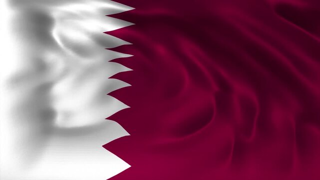 Realistic Qatar flag waving in a seamless loop with detailed fabric texture perfect for National Day, cultural celebrations, government events, and 4K visual presentations