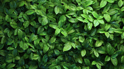 A dense tapestry of lush, vibrant green leaves fills the frame, creating a sense of natural abundance and tranquility