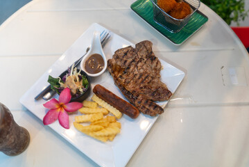 Grilled Steak with Sides and Decoration