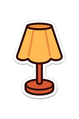 Obraz premium Single cozy lamp with soft fabric shade flat vector style bold outline sticker look bright warm palette isolated on transparent background centered no face