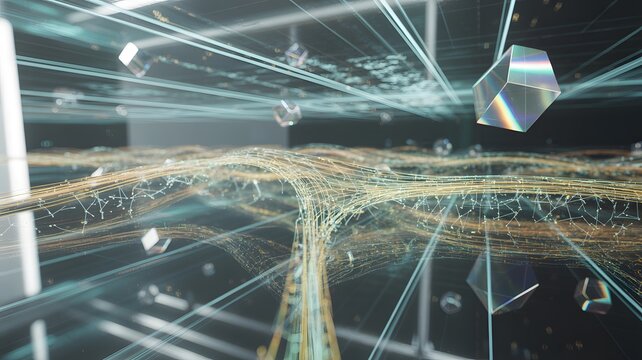 Abstract Digital Landscape with Geometric Shapes technology