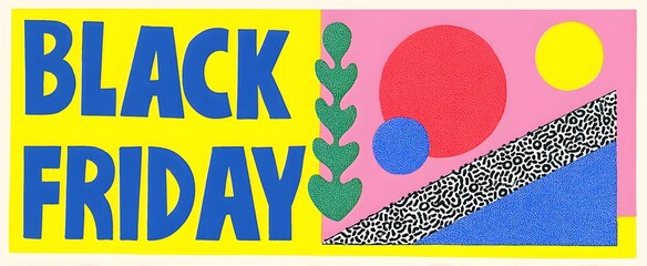 Black Friday sparks excitement in a sleek and modern vibrant illustration style