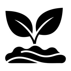 Fototapeta premium Nature and Environment Vector Illustration of a small plant with two leaves emerging from soil in a black and white design