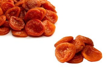 Dried apricots isolated on white background.