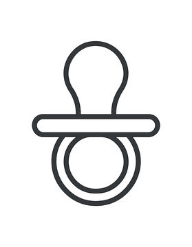 single minimal black outline icon of baby pacifier very simple shape no color transparent background