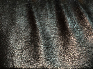 Detailed Black Leather Texture Background With Wrinkles And Natural Grain