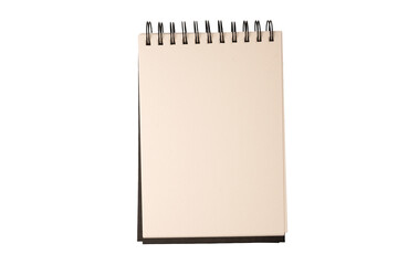 White empty spiral notebook mockup, copy space. Isolated on a white background.