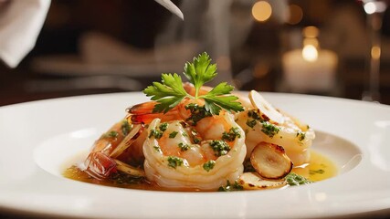 Exquisite Shrimp Scampi Presentation A Culinary Masterpiece.