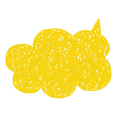 Crayon text box speech bubble with rough hand drawn sketch lines. Rounded shape with playful uneven strokes, chalkboard.