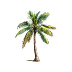 coconut tree hand drawn vector illustration