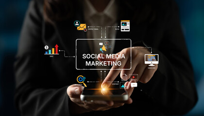 Social media marketing strategy with engagement metrics. Social marketing boosts media visibility....