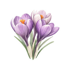 crocus flower hand drawn vector illustration
