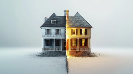A striking visual of two distinct houses, one bright and inviting, the other dark and unwelcoming, symbolizing contrast.