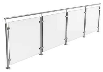 Modern glass railing system isolated on transparent background