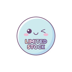 Pastel badge icon with cute expression for “Limited Stock”, ideal for product announcements and marketing visuals.