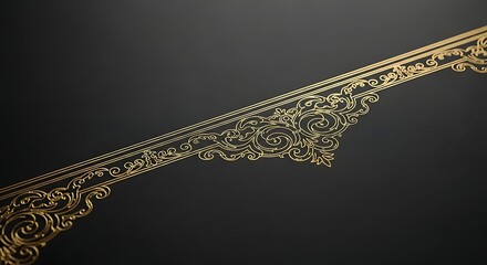 Ornate Gold Filigree Border Design on Dark Background