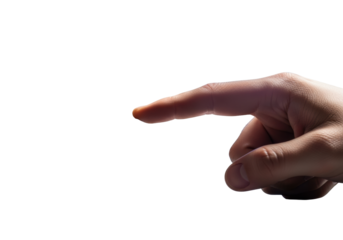 Human thumb presses worn channel selector on vintage crt tv's wooden panel, glowing screen, transparent background, dramatic studio light. Nostalgic vintage tech concept